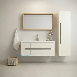 ארון תלוי יואב 2 מגירות עם כיור אינטגרלי לבן