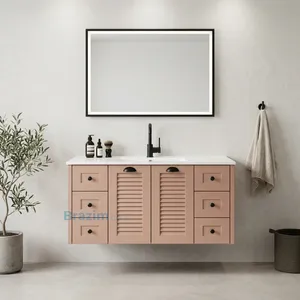 ארון תלוי ורוד עתיק מלכה 6 מגירות ודלתות עם כיור אינטגרלי