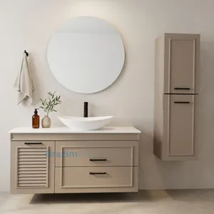 ארון תלוי MDF בולוניה 2 מגירות ודלת תריס עם כיור מונח