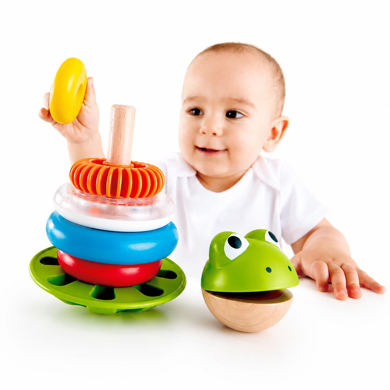 משחק התפתחות לתינוק השחלת טבעות מר צפרדע -  HAPE