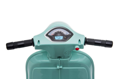 בימבה אופנוע ממונעת 6V וספה VESPA עם גלגלי עזר, מונע התהפכות, אורות ואפקטים קוליים בעברית - אפור 6