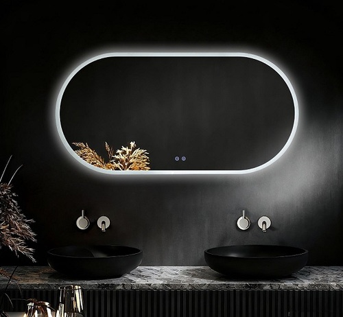 מראה אובלית דגם מירו 60×100 סמ תאורת LED ־3 צבעים מפשיר אדים