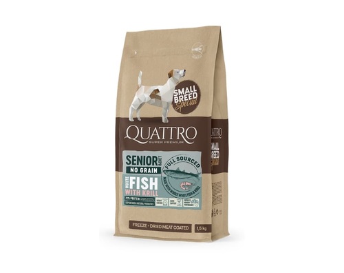 QUATTRO גריין פרי דג לבן וקריל מיני לכלב סניור 1.5 ק