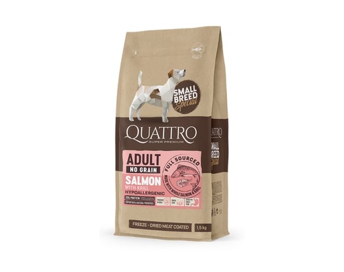 QUATTRO גריין פרי סלמון וקריל היפואלרגני לכלב מיני 1.5 ק