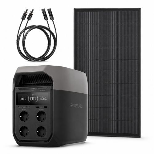תחנת כוח ניידת DELTA 3 הספק 1.8-2.4kW קיבולת 0.1kWh סולארי 0.5kW + פאנל סולארי 110W + תאורת קיר + פנס ראש