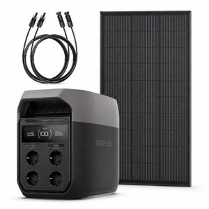תחנת כוח ניידת DELTA 3 הספק 1.8-2.4kW קיבולת 0.1kWh סולארי 0.5kW - כולל פאנל סולארי קשיח ECOFLOW 100W +
