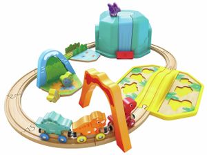 ערכת רכבת דינוזאורים עם אפקטים קוליים ודלי אחסון 27 חלקים