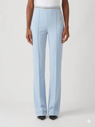 Trousers in lightweight crêpe fabric with jewel chain COLOR STARLIGHT BLUE