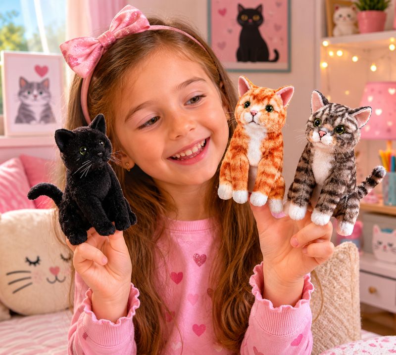 שלש בובות אצבע של חתולים 3333 FOLKMAIS