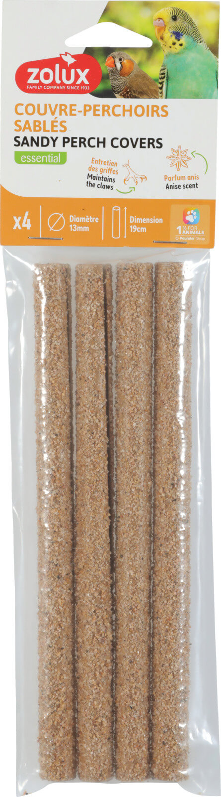 זולוקס כיסויי שיוף למוט עמידה לציפורי נוי SAND PERCH COVERS X4 PM