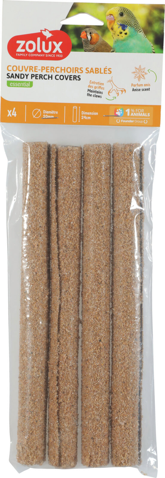זולוקס כיסויי שיוף למוט עמידה לציפורי נוי SAND PERCH COVERS X4 GM