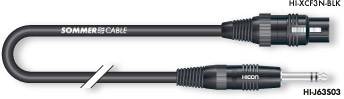 כבל 1 מטר XLR נקבה מאוזן  - SOMMER PL STEREO