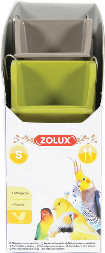 זולוקס סט של 3 מתקני האכלה עם מוט עמידה  FEEDER W. PERCH MIXED COLOR S
