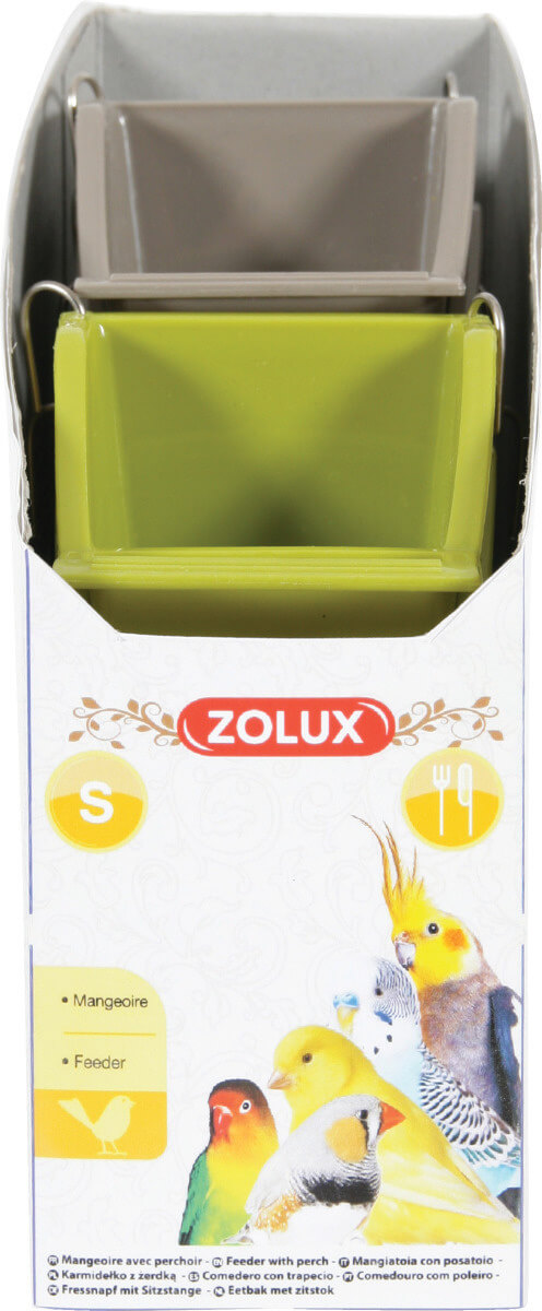 זולוקס סט של 3 מתקני האכלה עם מוט עמידה  FEEDER W. PERCH MIXED COLOR S