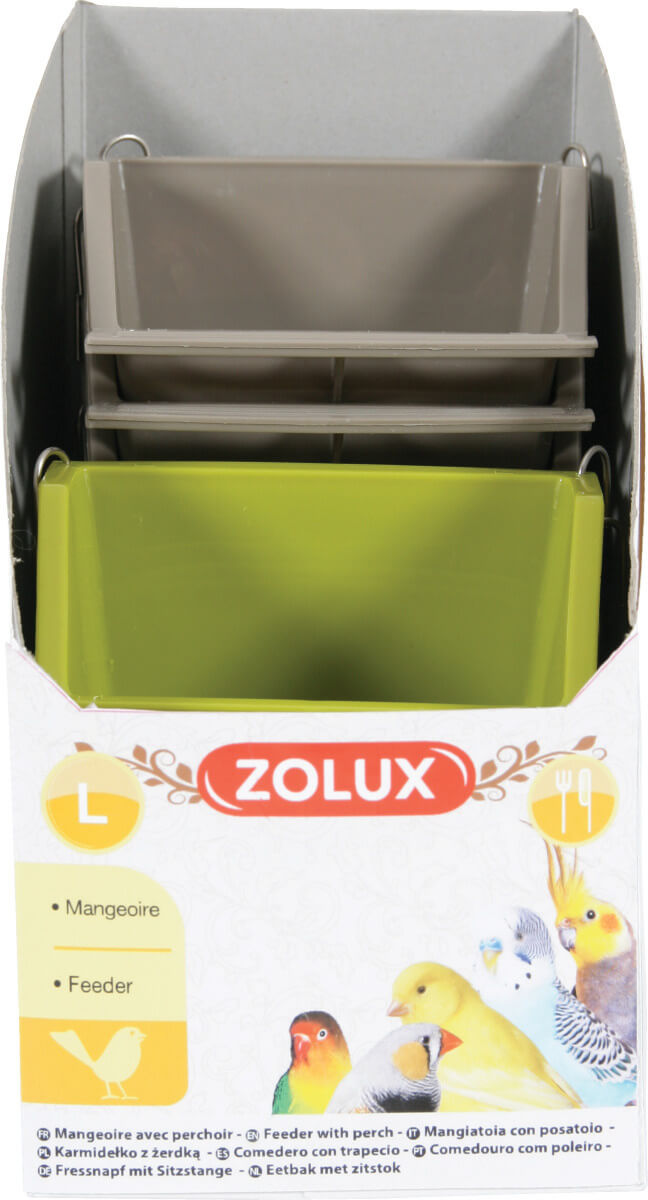 זולוקס סט של 3 מתקני האכלה עם מוט עמידה  FEEDER W. PERCH MIXED COLOR L