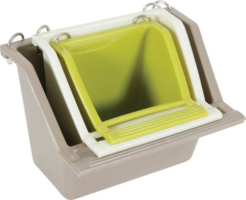 זולוקס סט של 3 מתקני האכלה עם מוט עמידה  FEEDER W. PERCH MIXED COLOR L