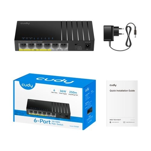 מתג | 6Port 10 100M PoE+ Switch FS106P