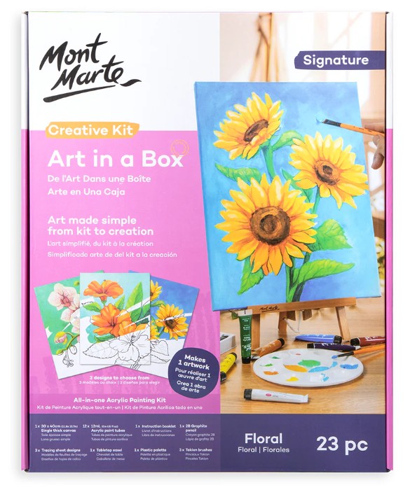 ערכת ציור בצבעי אקריליק ׁ(23 חלקים) ART IN A BOX - דגם פרחים
