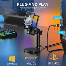 מיקרופון לגיימינג בחיבור USB למחשב עם ביטול רעשים ותאורה RGB דגם MAONO DGM20