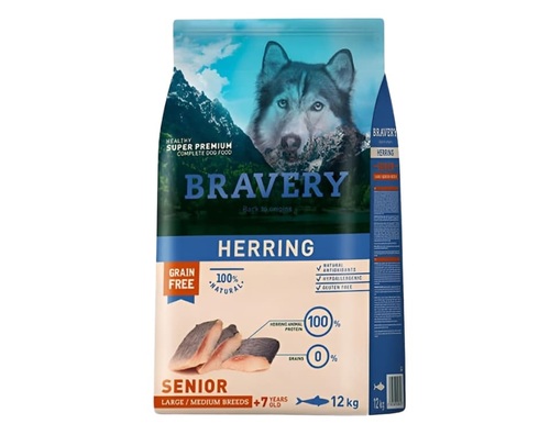 bravery herring senior-ברייברי הרינג סניור ללא דגן 12 ק