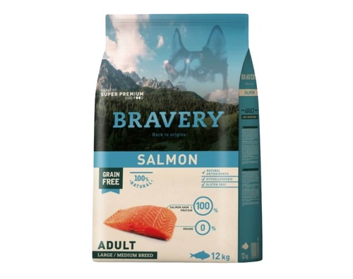 bravery salmon - ברייברי סלמון ללא דגנים 12 ק