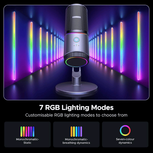 מיקרופון סטרימינג שולחני עם תאורת RGB וחיבור Ugreen CM769 USB