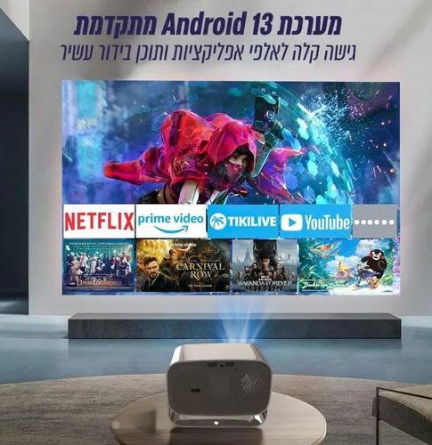 מקרן לד ווידאו חכם Android 4000 LUMENS עד 130' VISION LED
