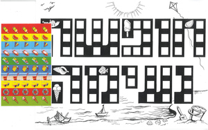 יצירה חופשה נעימה עם חיתוכי פסיפס סמלי קיץ