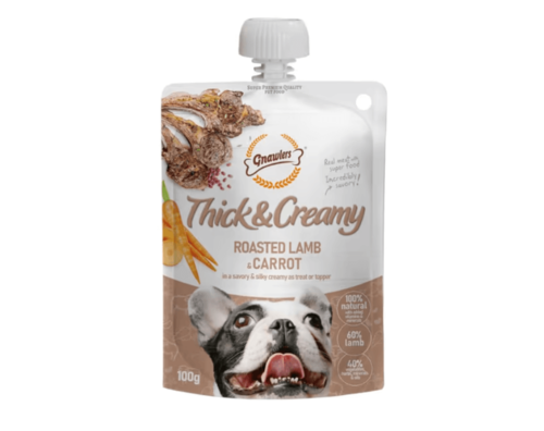 THICK&CREAMY GNAWLERS מחית בטעם כבש וגזר לכלב 100 גרם