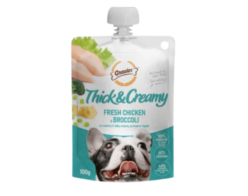 THICK&CREAMY GNAWLERS מחית בטעם עוף וברוקולי כלב 100 גרם
