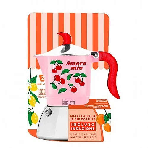 מקינטה אינדוקציה Bialetti Fiammetta 2 כוסות Cherries עם אריזה מקורית Mercato Della Frutta