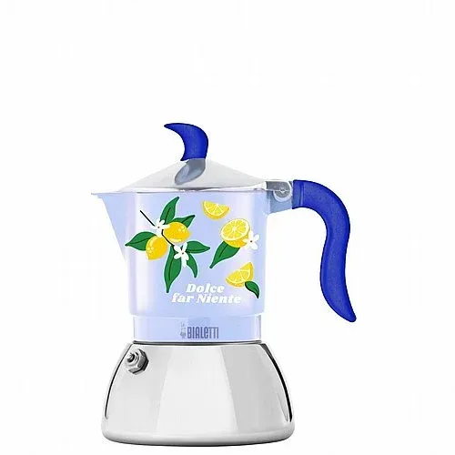 מקינטה אינדוקציה Bialetti Fiammetta ל-2 כוסות Lemons תכלת עם דוגמת לימונים Dolce far Niente