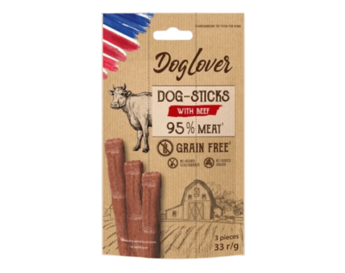 DOG LOVER דוג לובר חטיף סטיקים לכלב בטעם בקר 33 גרם