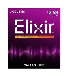 סט מיתרים לאקוסטית ELIXIR 16052 NANO Phosphor Bronze 12-53
