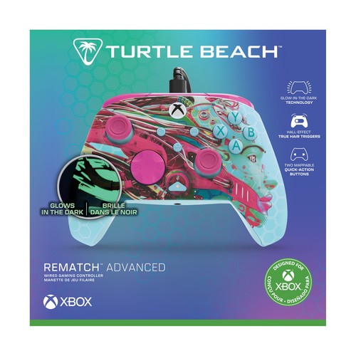 Turtle Beach בקר גיימינג חוטי דגם PDP Rematch™ Glow Advanced Wired בצבע תכלת/ורוד מבית Turtle Beach