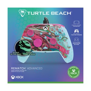 Turtle Beach בקר גיימינג חוטי דגם PDP Rematch™ Glow Advanced Wired בצבע תכלת/ורוד מבית Turtle Beach
