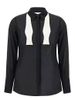 Cotton voile shirt with bow tie - BLACK