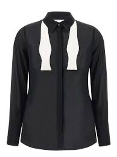 Cotton voile shirt with bow tie - BLACK