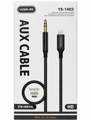 כבל אודיו Lightning ל-3.5mm AUX באורך 1.5 מטר / YS-1402 Lightning to 3.5mm AUX Audio Cable 