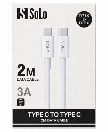 כבל USB-C ל-USB-C 2 מטר 3A / Solo USB-C to USB-C Data Cable 2M 