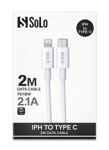כבל Lightning ל-USB-C באורך 2 מטר PD 18W / Solo Cable 2M