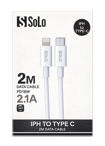 כבל Lightning ל-USB-C באורך 2 מטר PD 18W / Solo Cable 2M