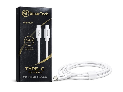 כבל מטען מהיר 2 מטר 5A SmartTech Premium / USB-C to USB-C Fast Charging 