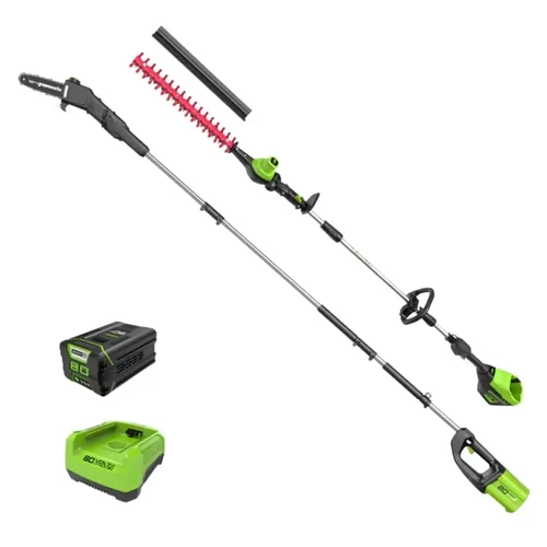 מגזמת גובה טלסקופית נטענת Greenworks 80V PRO עם להב כפול 51 ס