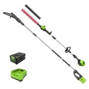 מגזמת גובה ומסור גבהים טלסקופי 80V PRO Brushless כולל סוללת 4Ah ומטען מהיר - Greenworks 99579/17 