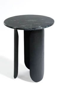 שולחן צד שיש פיסולי MARBLE VALINTINO עגול 50 ס"מ – שחור 