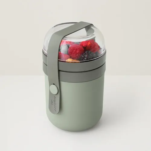 קופסת אוכל מחולקת 2 תאים ירקרק | BergHoff Leo Dual Lunch Pot