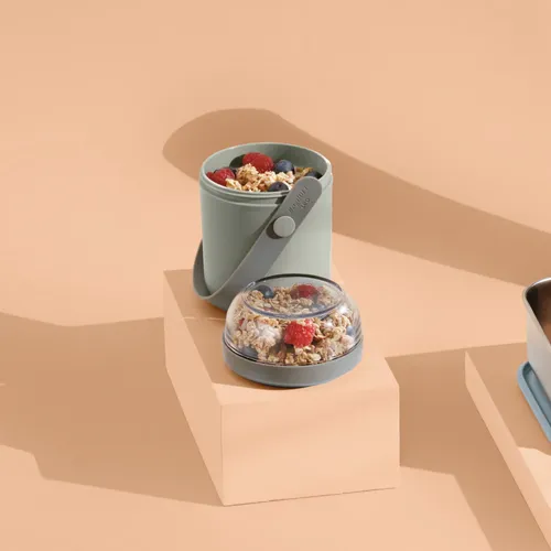 קופסת אוכל מחולקת 2 תאים ירקרק | BergHoff Leo Dual Lunch Pot