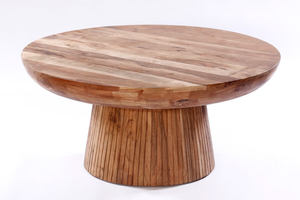 שולחן סלון עץ גושני פיסולי WOOD – קוטר 90 ס"מ