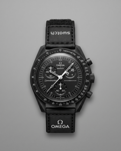 שעון יד לגבר Swatch x Omega Moonswatch Mission To Moonphase Snoopy Black